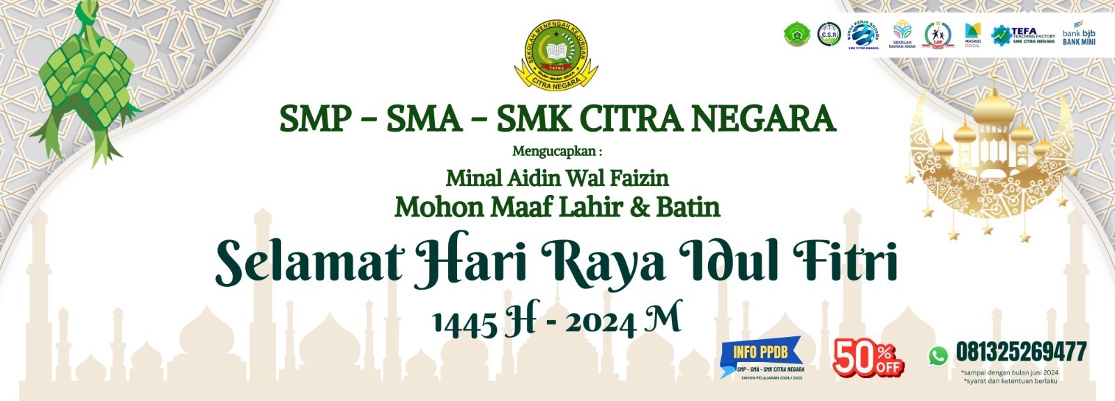 SMP Citra Negara Depok mengucapkan Selamat hari raya idul fitri 1445 H – 2024 M