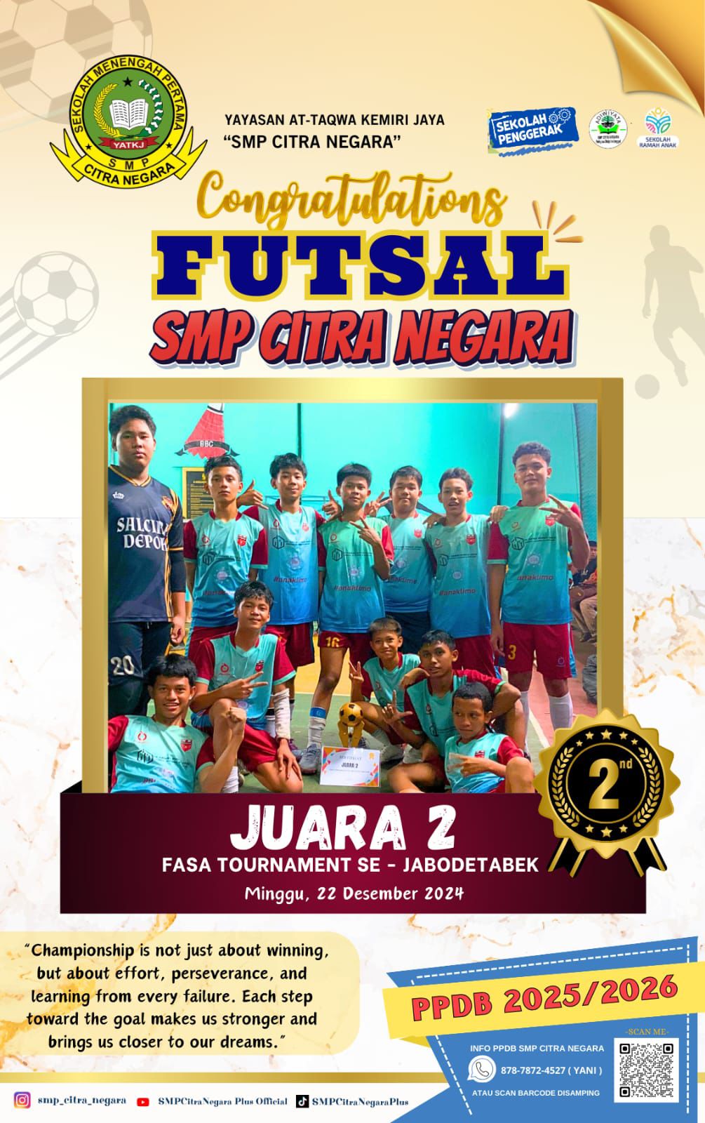 JUARA 2 TINGKAT SEJABODETABEK – FASA TOURNAMENT 2024